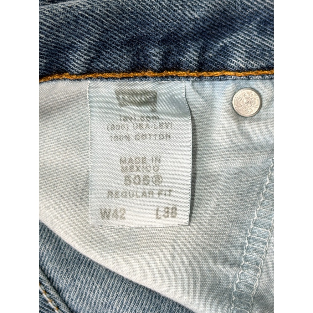 Levis 505 Regular Fit Jeans Light Wash Straight Leg Denim Big & Tall Men's 42x38 - Picture 10 of 15